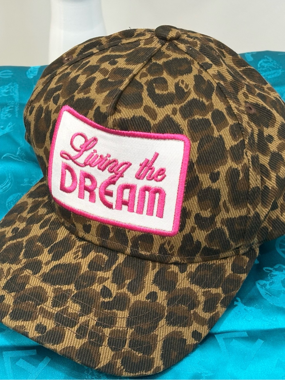 Leopard Print 'Living the Dream' Patch Baseball Cap